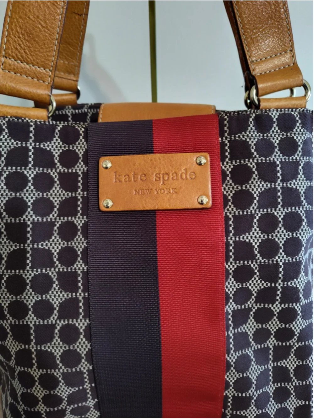 Women's Kate Spade Tote Bag Black and Red Patterned